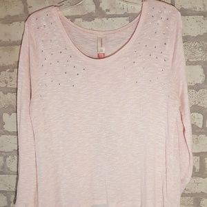 Pink high low sparkling top